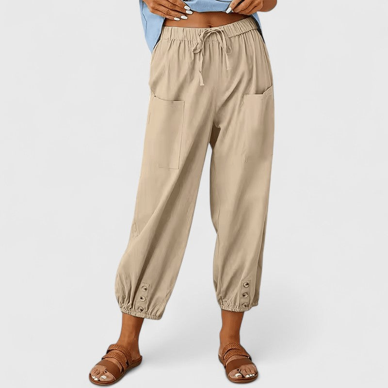 Women's Drawstring Trousers | Tapered Leg | Elasticated Waist | Deep Pockets