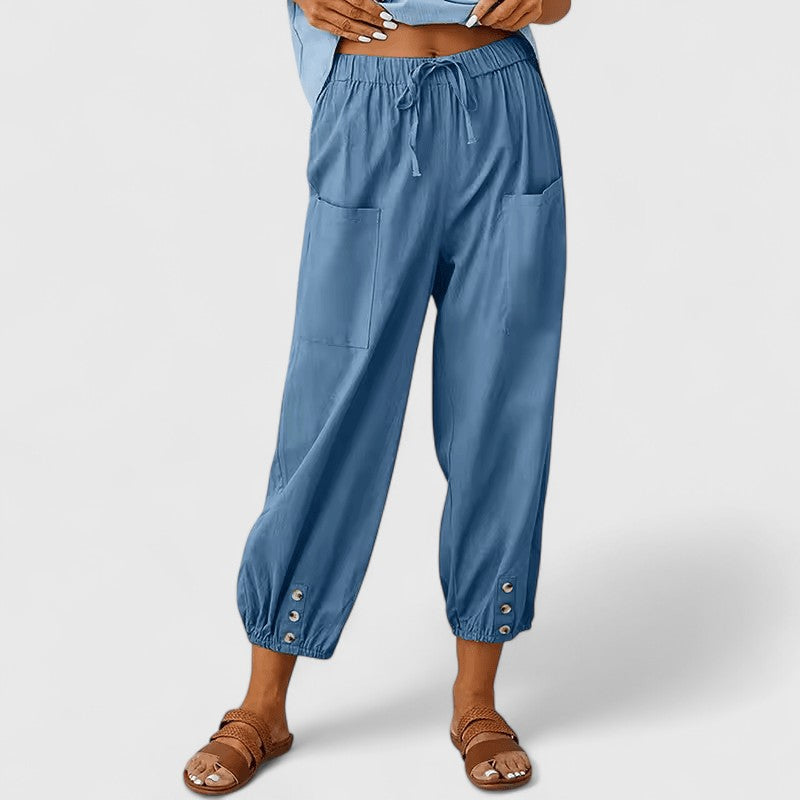 Women's Drawstring Trousers | Tapered Leg | Elasticated Waist | Deep Pockets