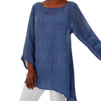 Women's Airy Long-Sleeve Top | Round Neckline | Relaxed Flowing Silhouette