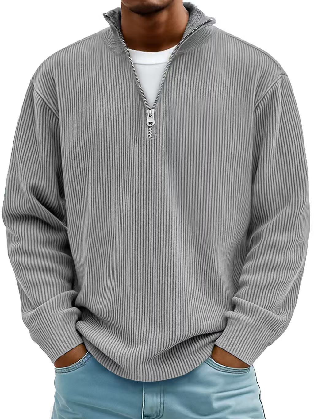 Men's Half-Zip Jumper | Structured Knit Texture | Relaxed, Shape-Retaining Fit