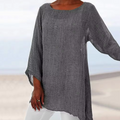 Women's Airy Long-Sleeve Top | Round Neckline | Relaxed Flowing Silhouette