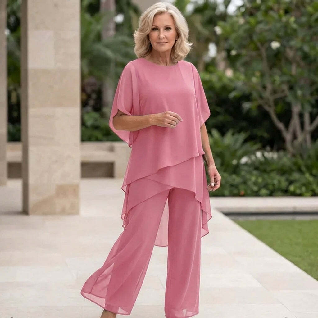 Women's Draped Layered Top and Wide-Leg Trousers Co-Ord Set | Tailored Fit