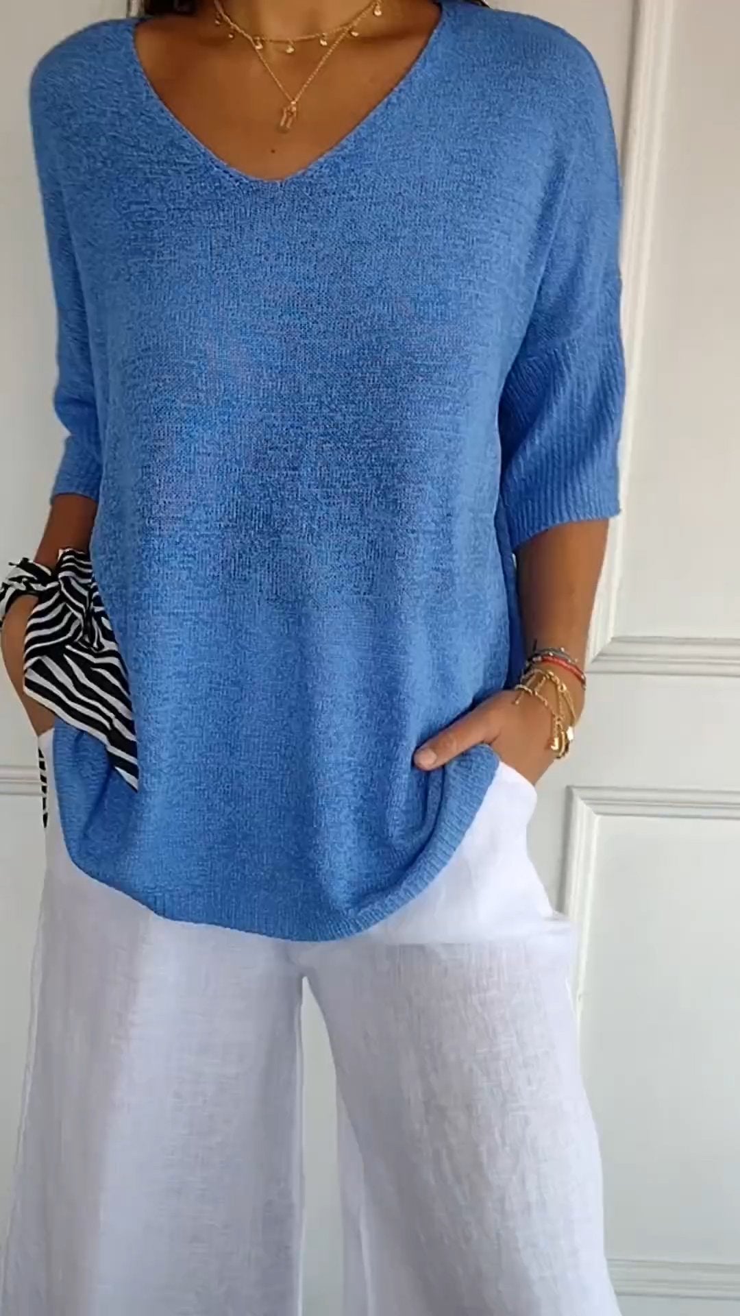 Women's V-Neck Top | Relaxed Fit | Wrinkle-Free Fabric for Effortless Everyday Style
