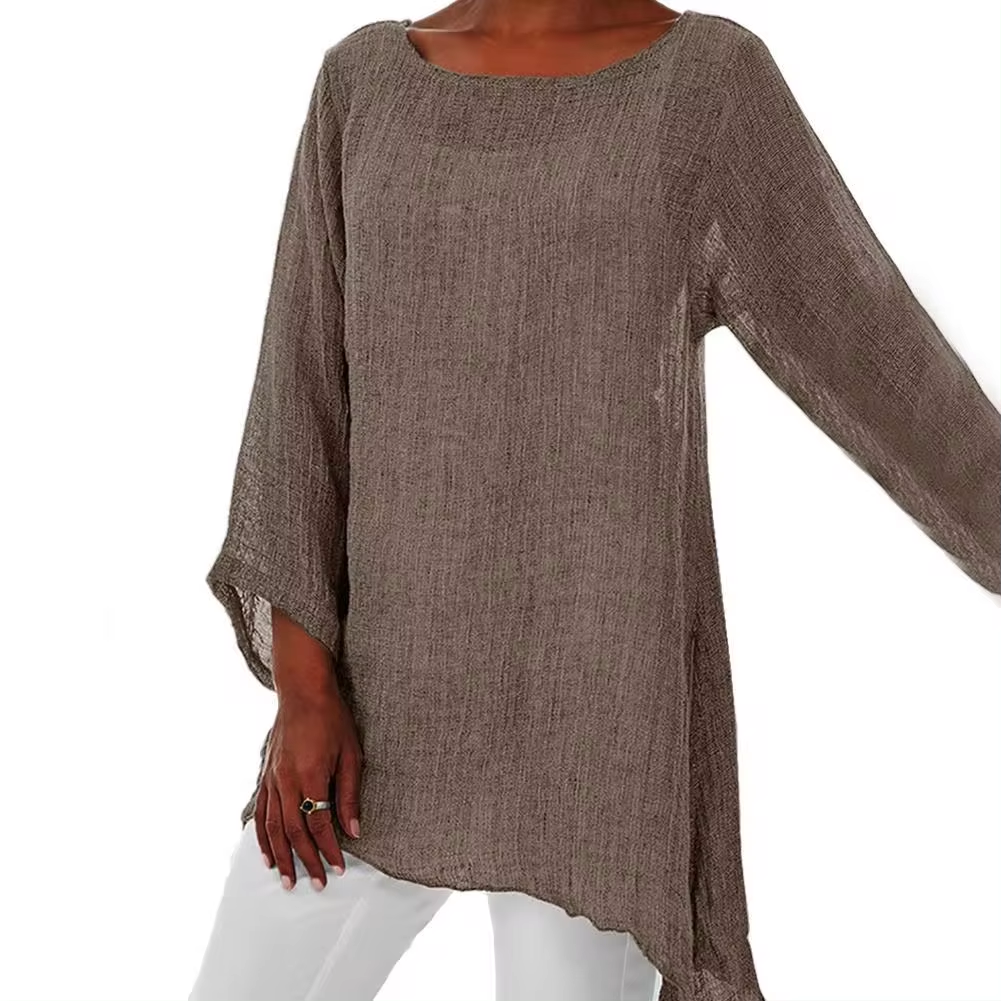 Women's Airy Long-Sleeve Top | Round Neckline | Relaxed Flowing Silhouette