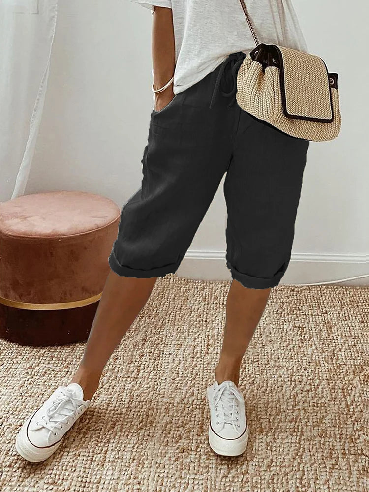 Women's Pocket Shorts | Adjustable Drawstring Waist | Deep Practical Pockets