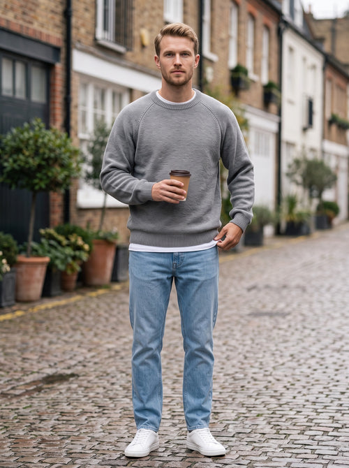 Men's Crew Neck Jumper | Relaxed, Non-Restrictive Fit | Soft Lightweight Knit for Effortless Layering