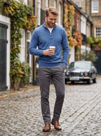 Men's Half-Zip Jumper | Ribbed Stand Collar | Regular Fit | Long Sleeves