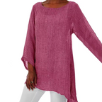 Women's Airy Long-Sleeve Top | Round Neckline | Relaxed Flowing Silhouette
