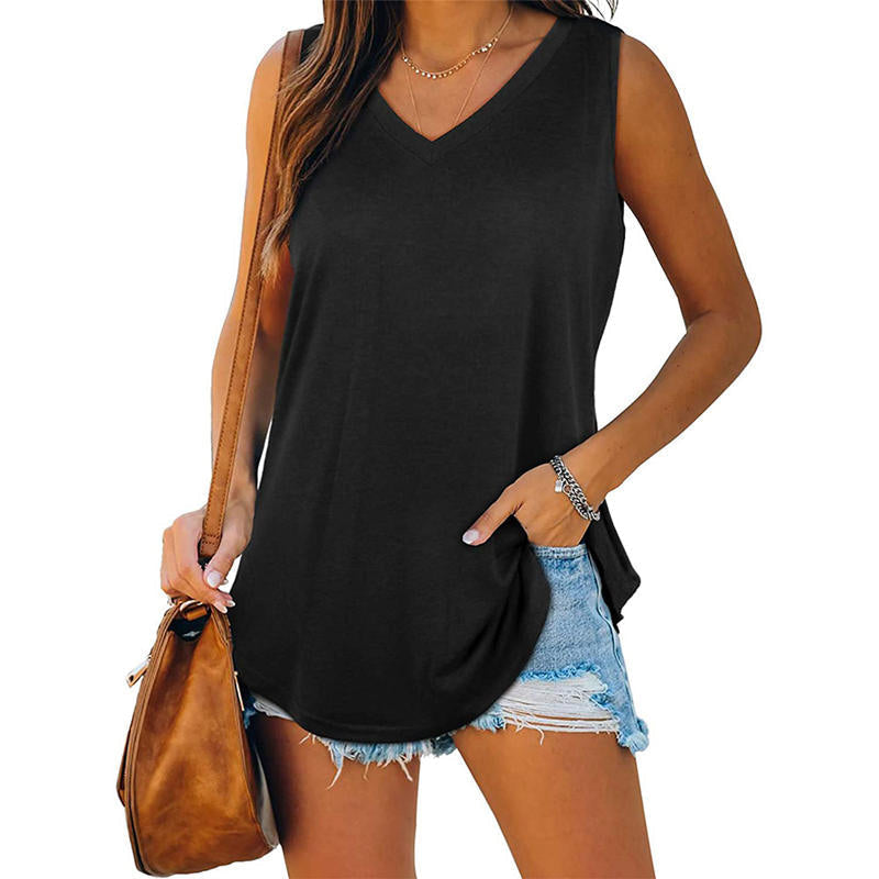 Women's V-Neck Summer Top | Sleeveless Design | Fitted Silhouette with Opaque Coverage