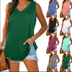 Women's V-Neck Summer Top | Sleeveless Design | Fitted Silhouette with Opaque Coverage
