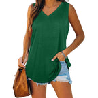 Women's V-Neck Summer Top | Sleeveless Design | Fitted Silhouette with Opaque Coverage