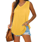 Women's V-Neck Summer Top | Sleeveless Design | Fitted Silhouette with Opaque Coverage