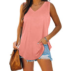 Women's V-Neck Summer Top | Sleeveless Design | Fitted Silhouette with Opaque Coverage