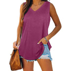 Women's V-Neck Summer Top | Sleeveless Design | Fitted Silhouette with Opaque Coverage